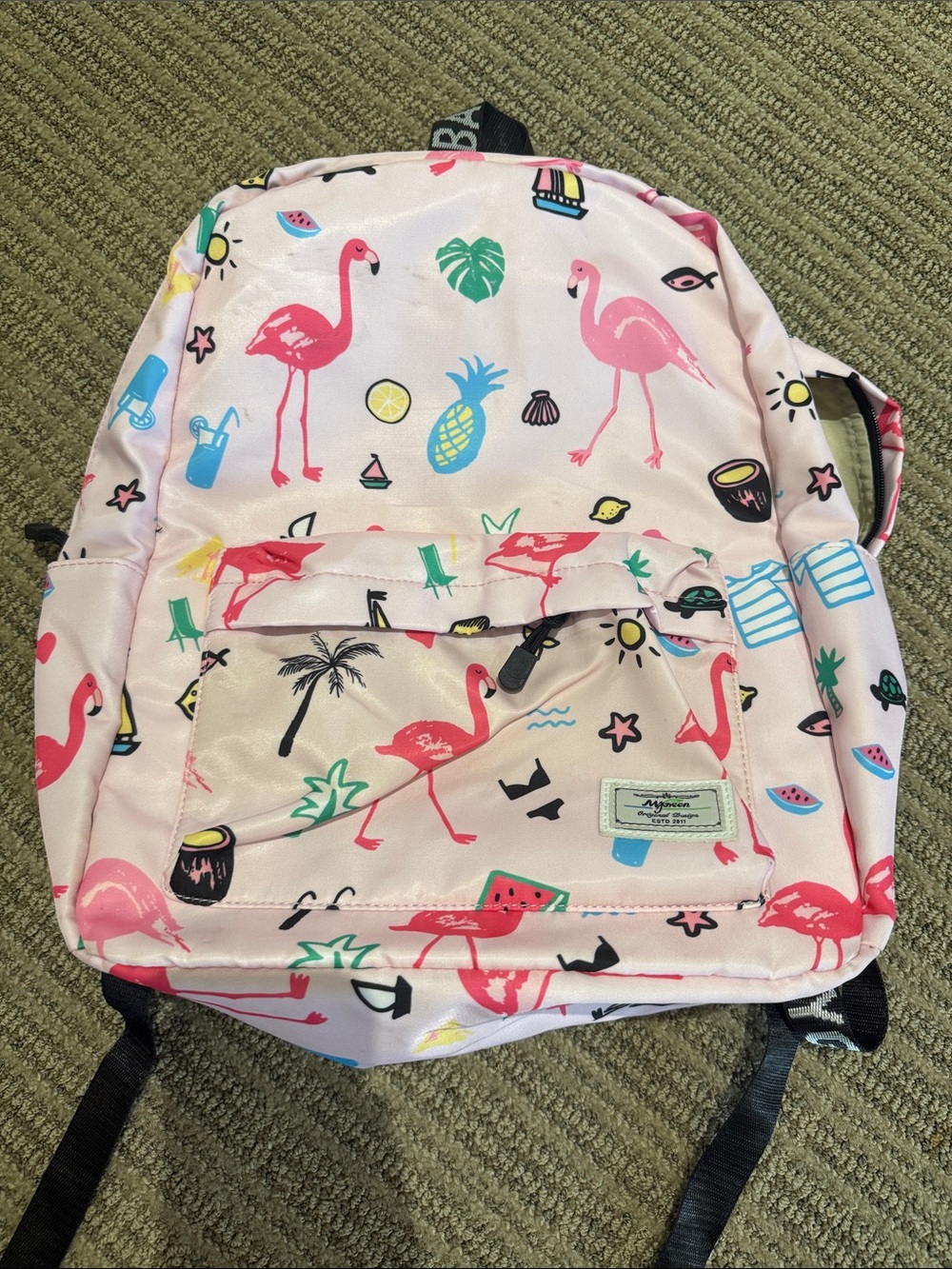 Kids Flamingo Print Backpack - Pink